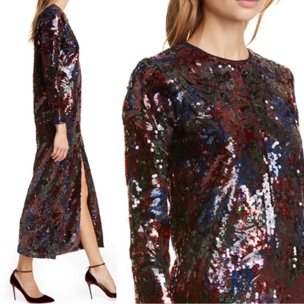 ✨🇫🇷ROSEANNA 🇫🇷✨Bowie Parrots Sequin Long Sleeve Maxi Dress